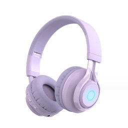 Kinsi BT06C Auriculares Inalámbricos Bluetooth Infantiles Student Music Sync Glow Morado