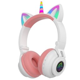 Kinsi STN27 Auriculares Inalámbricos Bluetooth RGB Unicornio Blancos