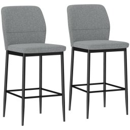 Homcom Juego De 2 Taburetes De Bar Con Respaldo Y Reposapiés Gris