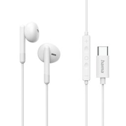 Auriculares Hama Classy con cable USB-C control integrado y micrófono blanco