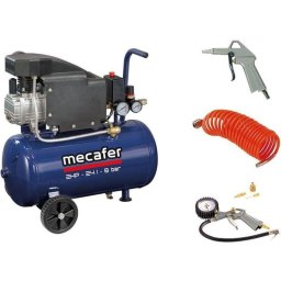 Compresor de aire Mecafer 24 l 2 HP 8 Bar azul con ruedas y kit de accesorios