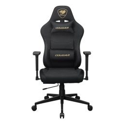 Silla gaming Cougar Pryme ajuste 3D soporte 120 kg color negro y oro
