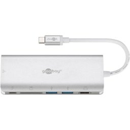 Base multipuerto Goobay 76788 USB-C 4K HDMI Ethernet Lector SD Aluminio