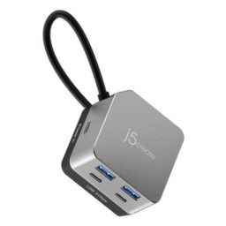 Hub USB-C j5create Cube Plus 6 en 1 HDMI 4K 144 Hz 100 W gris