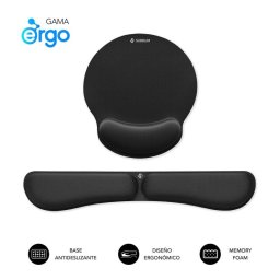 Alfombrilla ergonómica SUBBLIM + reposamuñecas teclado espuma elástica impermeable negra