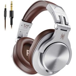 Auriculares OneOdio Fusion A71 con cable, monitorización, conector 6,35 mm y 3,5 mm, plateados