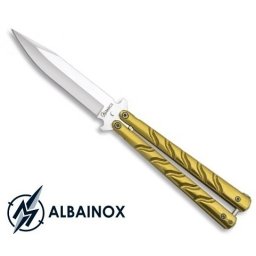 Couteau papillon balisong 22,6cm jaune doré - ALBAINOX