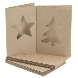 buttinette Cartes avec découpe ""étoile & sapin"", marron, A6/C6, 10 pièces