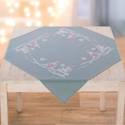 Nappe à broder ""sapin de Noël rose poudré/argent