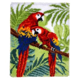 Tapis au point noué ""perroquets"", 55 x 72 cm