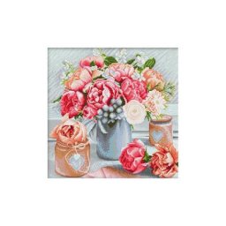 Kit broderie diamant ""bouquet de fleurs roses"", 40 x 40 cm