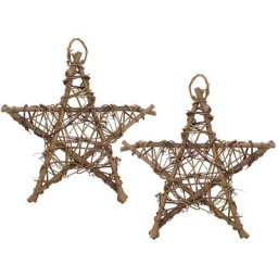 Étoiles en sarment de vigne, marron, 20 cm, 2 pièces