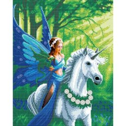 Kit broderie diamant ""licorne et elfe"", 40 x 50 cm