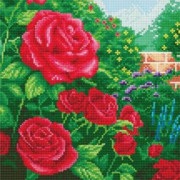 Kit broderie diamant ""roses rouges"", 30 x 30 cm