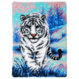 Tapis au point noué ""tigre blanc"", 55 x 81 cm