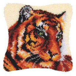 Devant de coussin au point noué ""tigre