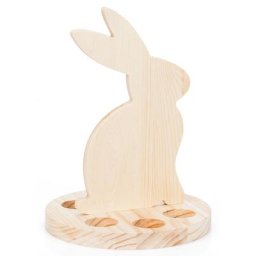 Porte-œufs ""lapin"" en bois brut, 20 cm Ø