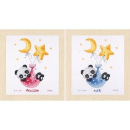 Tableau de naissance à broder ""panda"", 27 x 34 cm