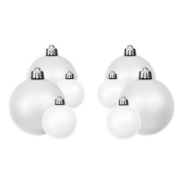 Boules de Noël en plastique, blanc, 4 cm et 6 cm Ø, 12 pièces
