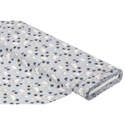 Tissu coton ""ours polaire/arbres"", gris/multicolore