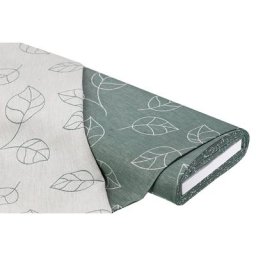 Tissu jacquard bio lin-coton ""feuilles"", vert sapin