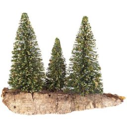 Groupe de 3 arbres, 16 x 5,5 x 11 cm, aspect enneigé
