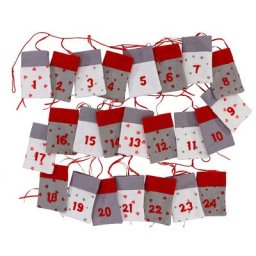 Guirlande calendrier de l'Avent, 24 sachets en feutrine