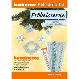 buttinette Kit créatif ""étoiles de Fröbel"", bleu-blanc-gris, 192 bandelettes