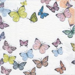 Serviettes en papier ""papillons pastel"", 33 x 33 cm, 20 pièces