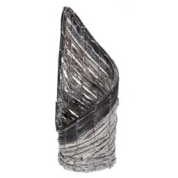 Pot de fleurs en rotin, gris, 15 x 40 cm