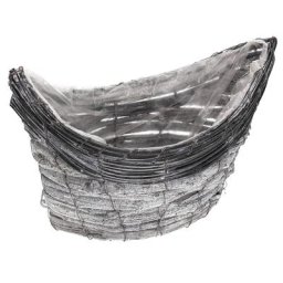 Corbeille en rotin à planter ""bateau"", gris délavé, 30 x 17 x 21,5 cm