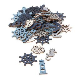 Confettis de table ""mer"", crème/bleu clair/gris/bleu foncé, 2,5-4,5 cm, 60 pièces