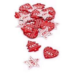 Confettis de table ""Noël"", rouge/blanc, 4,5 cm, 24 pièces
