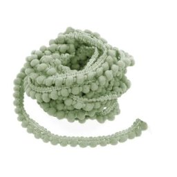 Galon de pompons, sauge, 8 mm, 5 m