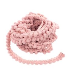 Galon de pompons, vieux rose, 8 mm, 5 m