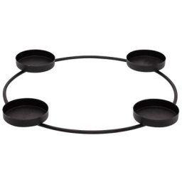 Porte-bougies en métal pour couronne de l'Avent, noir