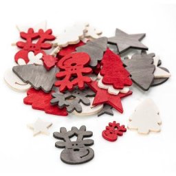 Confettis de table ""Noël"", rouge-blanc-gris, 2 et 4 cm, 36 pièces
