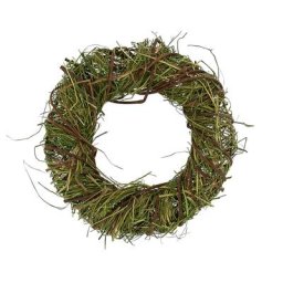 Couronne de sarments et foin, vert, 20 cm Ø