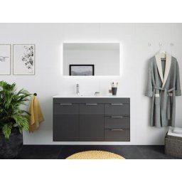 Ensemble meuble SDB Madeira à gauche 2pcs miroir à LED Graphite brillant