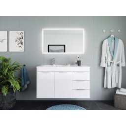 Ensemble meuble SDB Madeira à gauche 2pcs miroir à LED Blanc brillant