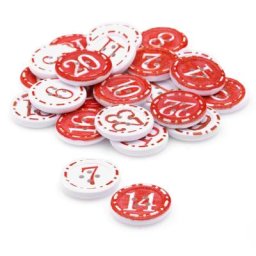 Boutons déco ""chiffres pour calendrier de l´Avent"", rouge/blanc