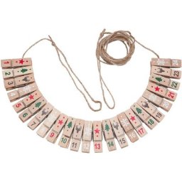 Chiffres pour calendrier de l´Avent ""pinces"", rouge/blanc/vert/marron