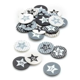 Chiffres en bois pour calendrier de l'Avent, blanc/noir/gris, 3 cm