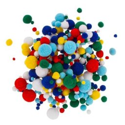Pompons, multicolore, 4-25 mm Ø, 400 pièces