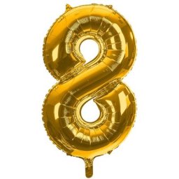 Ballon hélium chiffre ""8"", doré, 86 cm