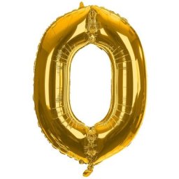 Ballon hélium chiffre ""0"", doré, 86 cm