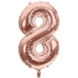 Ballon hélium chiffre ""8"", or rose, 86 cm