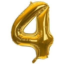 Ballon hélium chiffre ""4"", doré, 86 cm