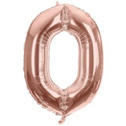 Ballon hélium chiffre ""0"", or rose, 86 cm