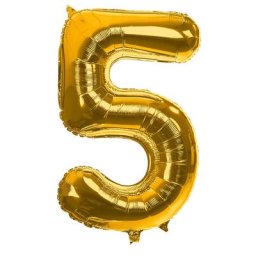 Ballon hélium chiffre ""5"", doré, 86 cm